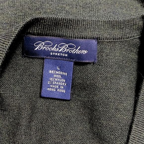 Brooks Brothers EUC Mens L Merino Wool Mix V Neck Sweater - Picture 5 of 5